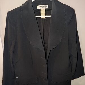 Sonia Rykiel Paris Black Scalloped Collar Blazer Size 42